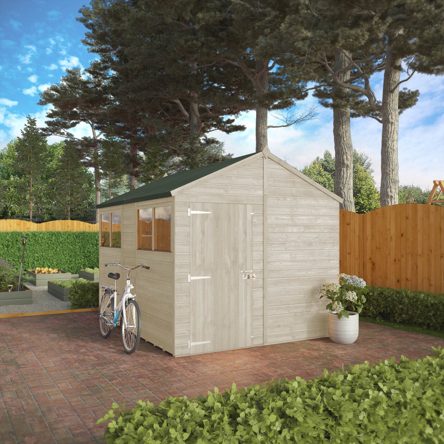 10 x 8 Ready Painted Woodsman Shiplap Apex Wooden Shed