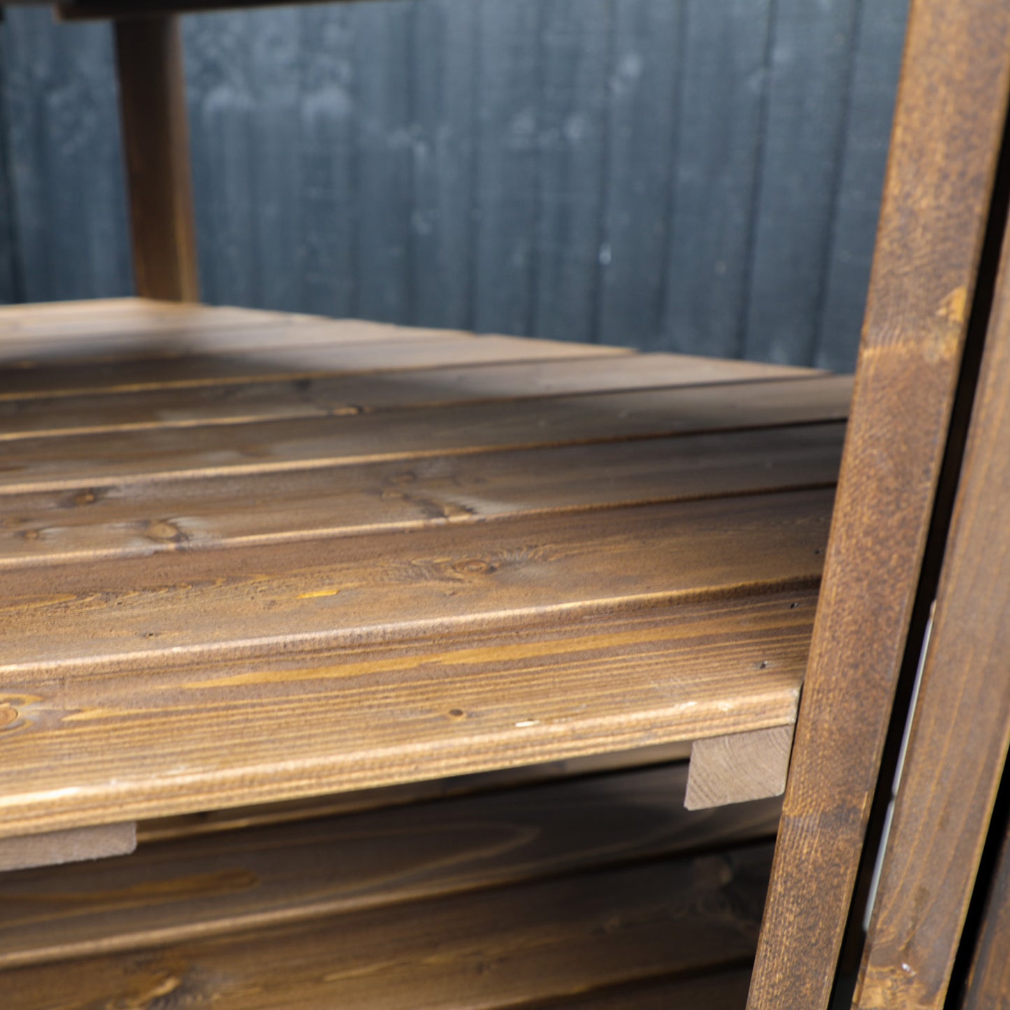 An outdoor kitchen manufactured from timber