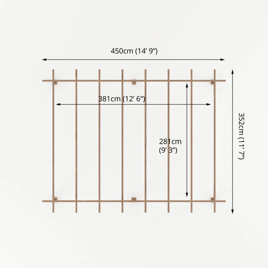 3m x 4m Pressure Treated Pergola – Waltons