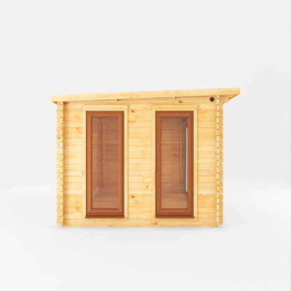 The 4m x 3m Wren Pent Log Cabin with Oak UPVC