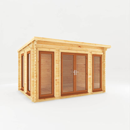 The 4m x 3m Wren Pent Log Cabin with Oak UPVC