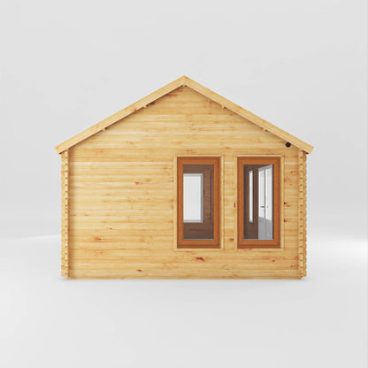 The 5.3m x 4m Grouse Log Cabin with Oak UPVC