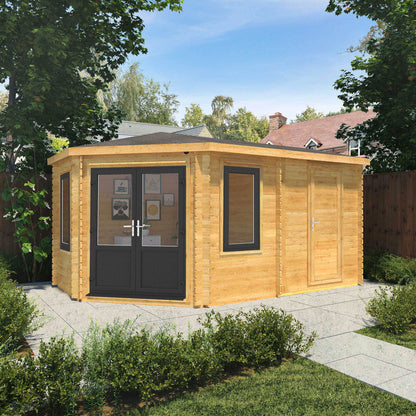 The Goldcrest 5m x 3m Log Cabin with Side Shed