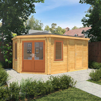 The Goldcrest 5m x 3m Log Cabin with Side Shed