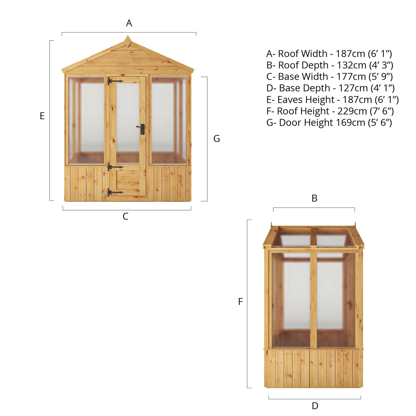 6 x 4 Woodsman Apex Polycarbonate Greenhouse