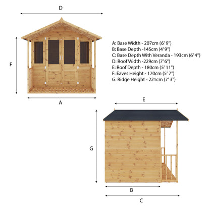 7 x 7 Ready Painted Bournemouth Wooden Summerhouse