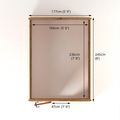 8 x 6 Woodsman Apex Styrene Greenhouse