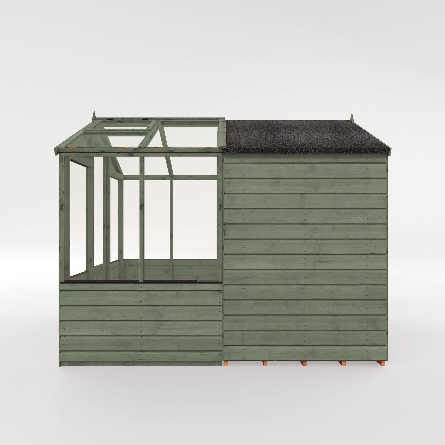 8 x 6 Ready Painted Shiplap Combi Greenhouse & Wooden Storage Shed