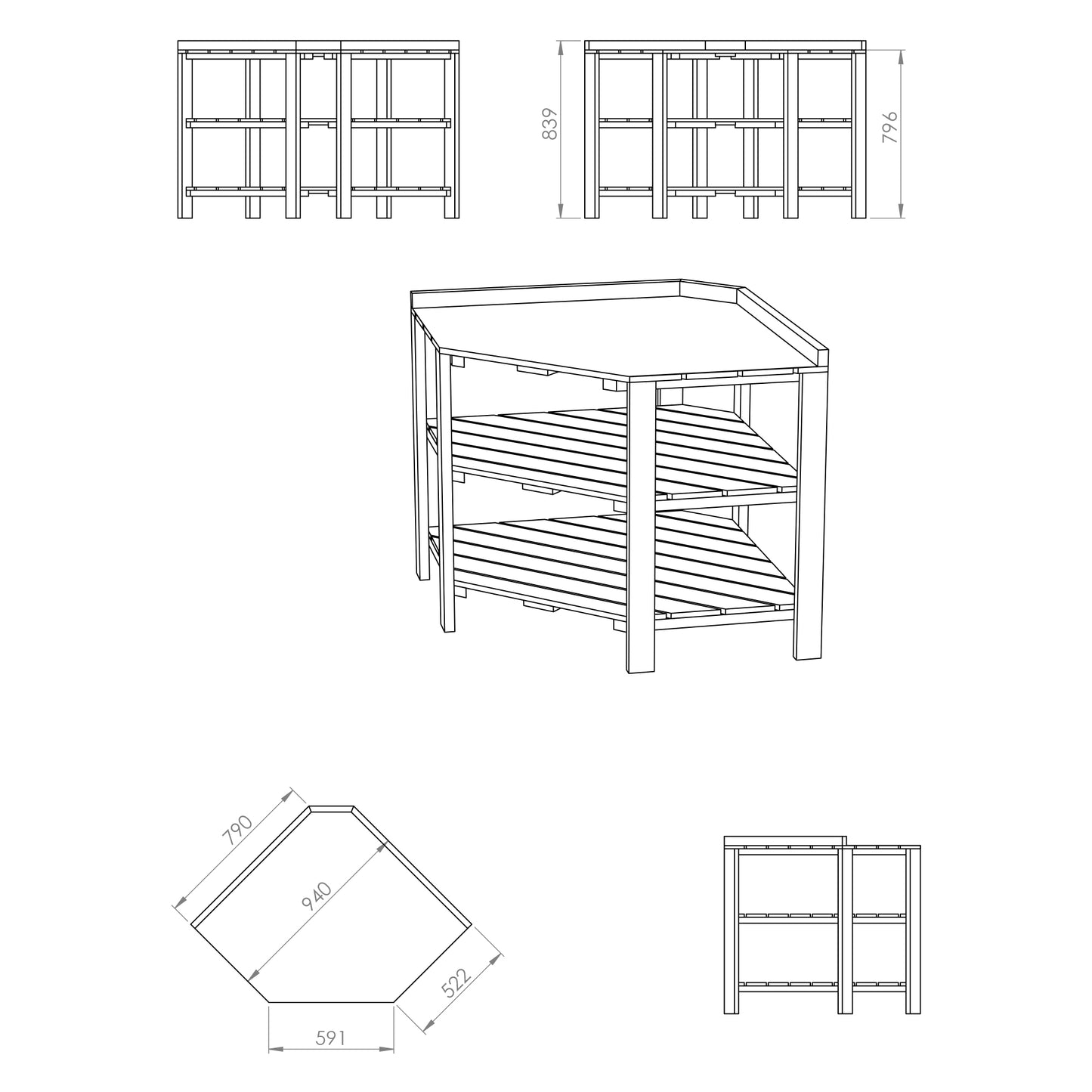 Trent Outdoor Kitchen Corner Table