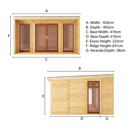 The Creswell 4m x 3m Premium Insulated Garden Room with Oak UPVC