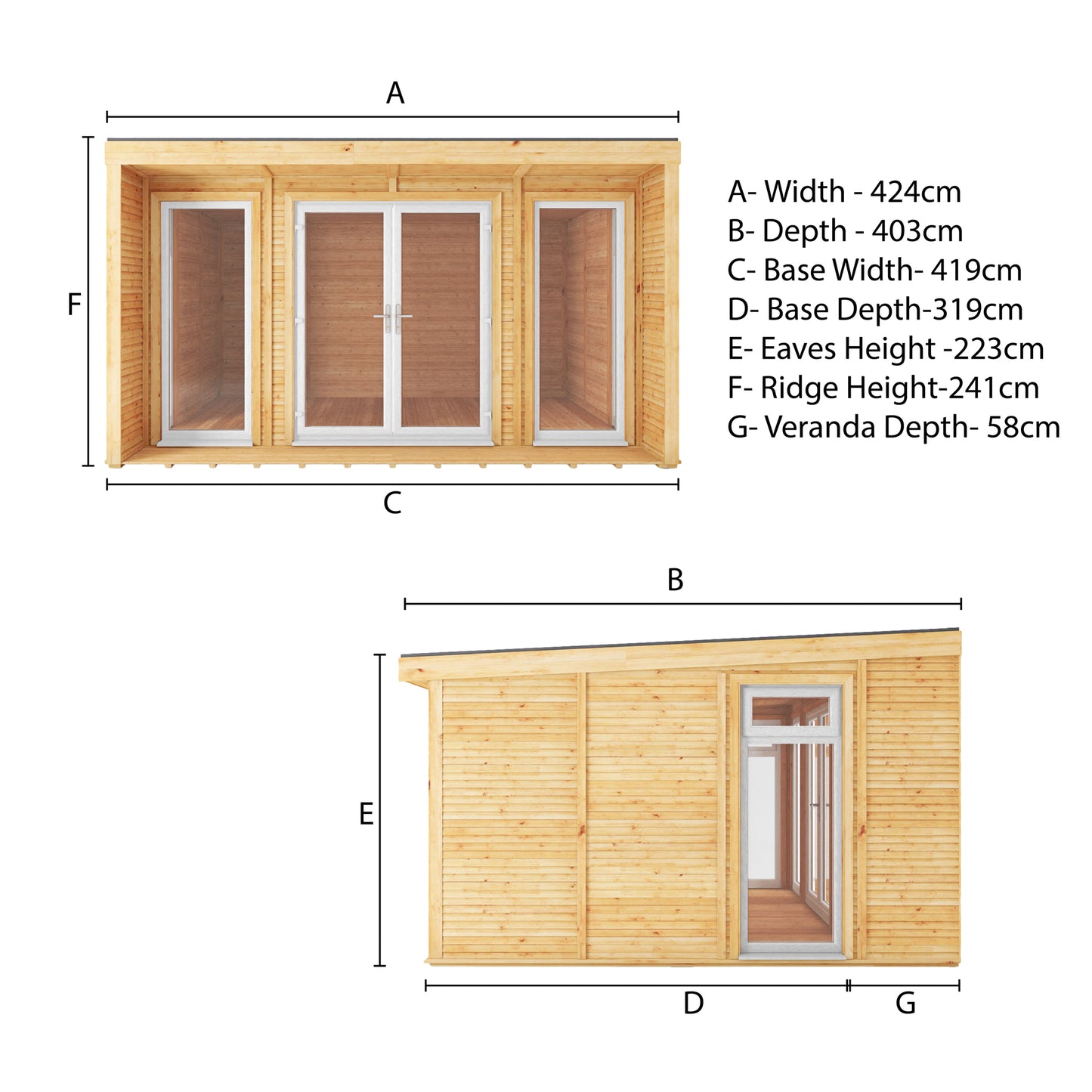 The Creswell 4m x 3m Premium Insulated Garden Room with White UPVC