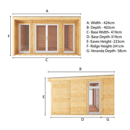 The Creswell 4m x 3m Premium Insulated Garden Room with White UPVC