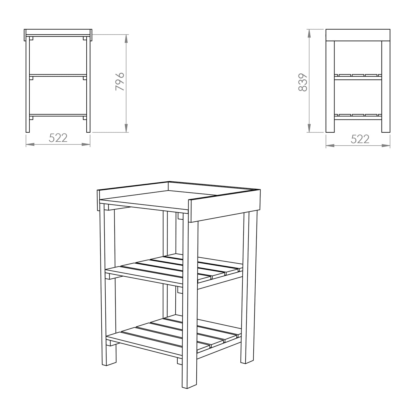 Trent Outdoor Kitchen Side Table