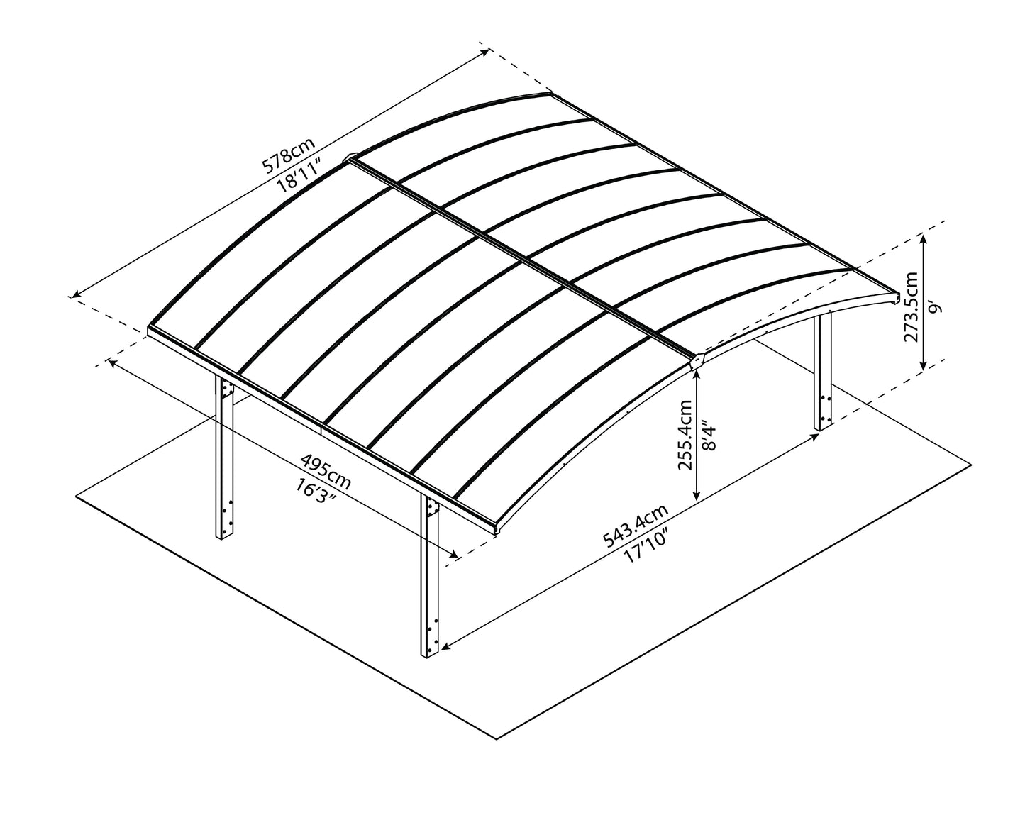 Canopia by Palram Carport Arizona Double Breeze Wings & Arch