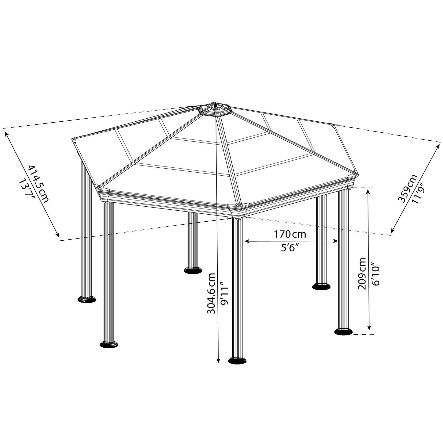 Canopia by Palram Roma Hexagonal Garden Gazebo - Grey