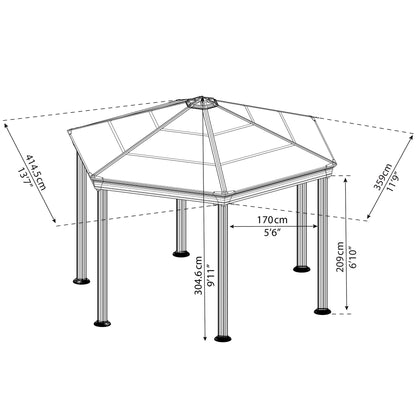 Canopia by Palram Roma Hexagonal Garden Gazebo - Grey