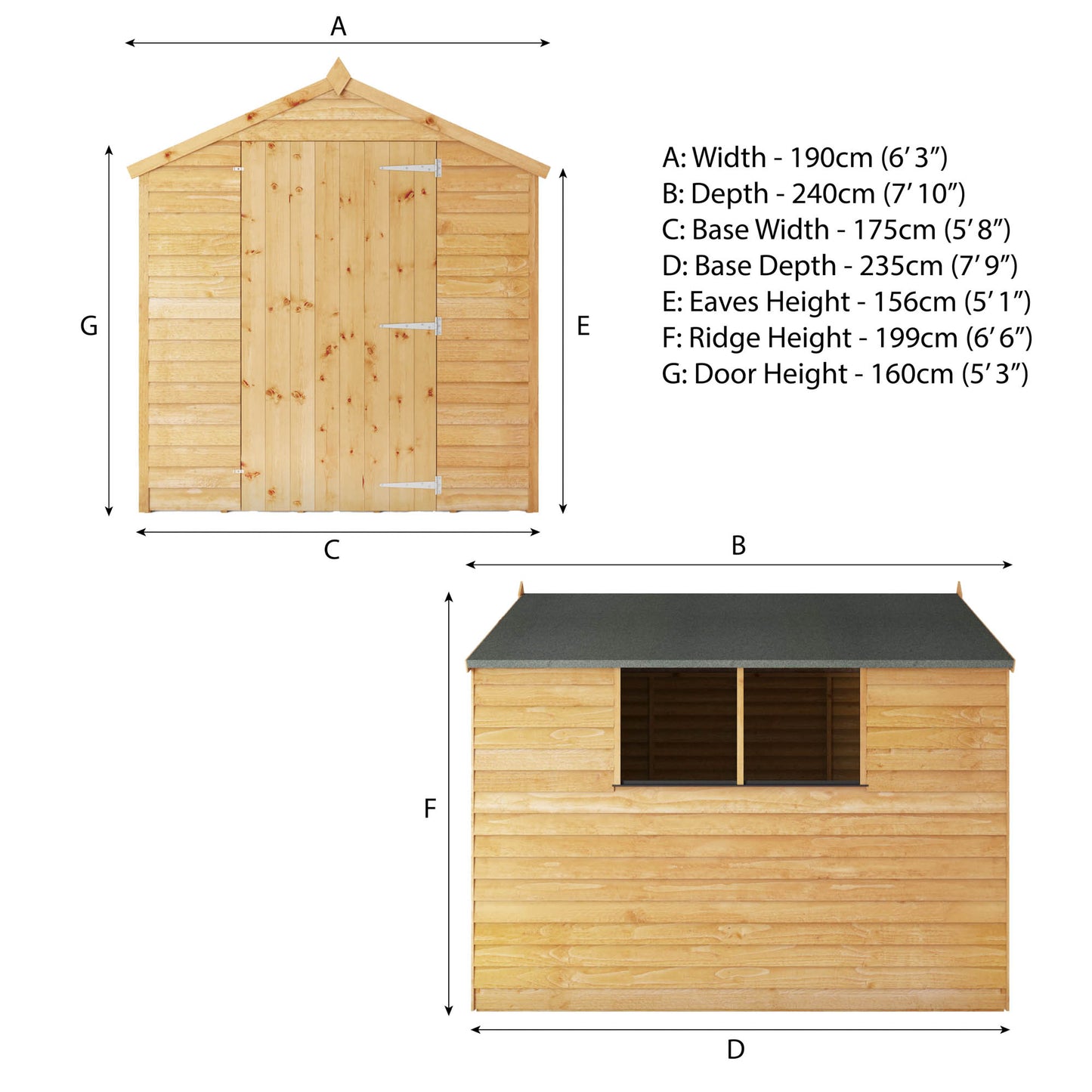 8 x 6 Ultra Value Overlap Apex Wooden Shed