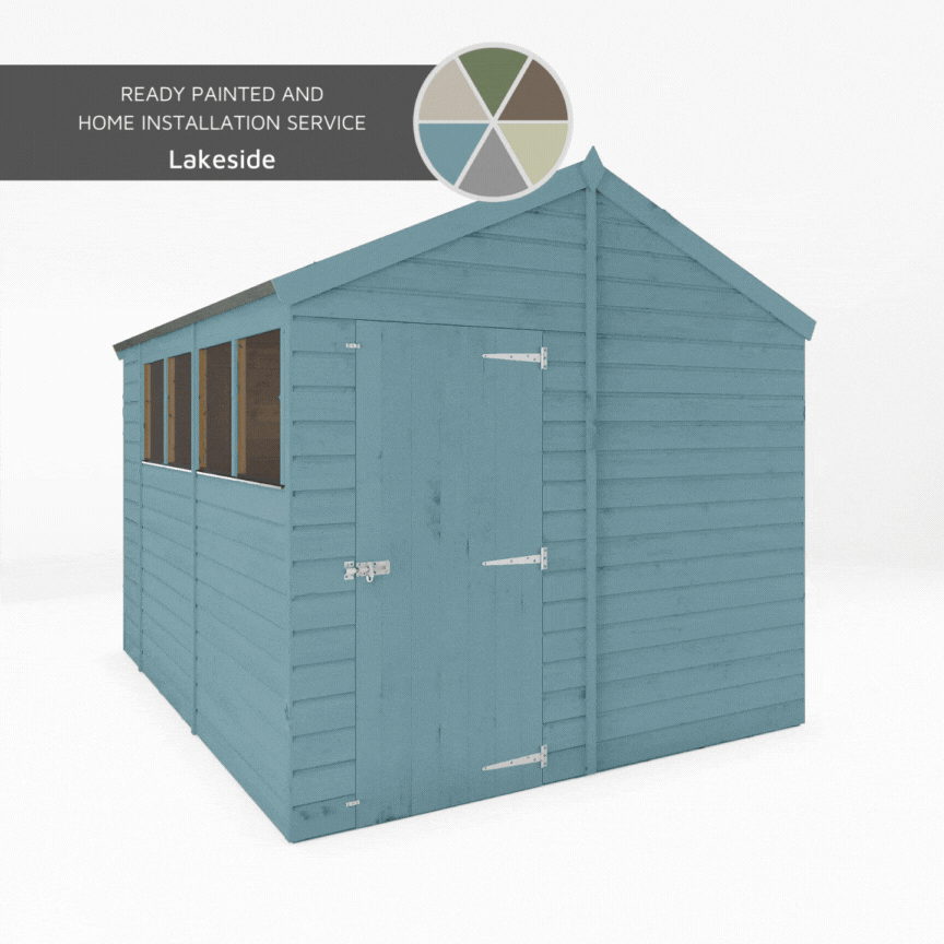 A gif of a shed painted in a variety of colours