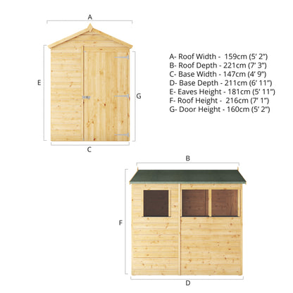 7 x 5 Modular Shiplap Apex Wooden Shed