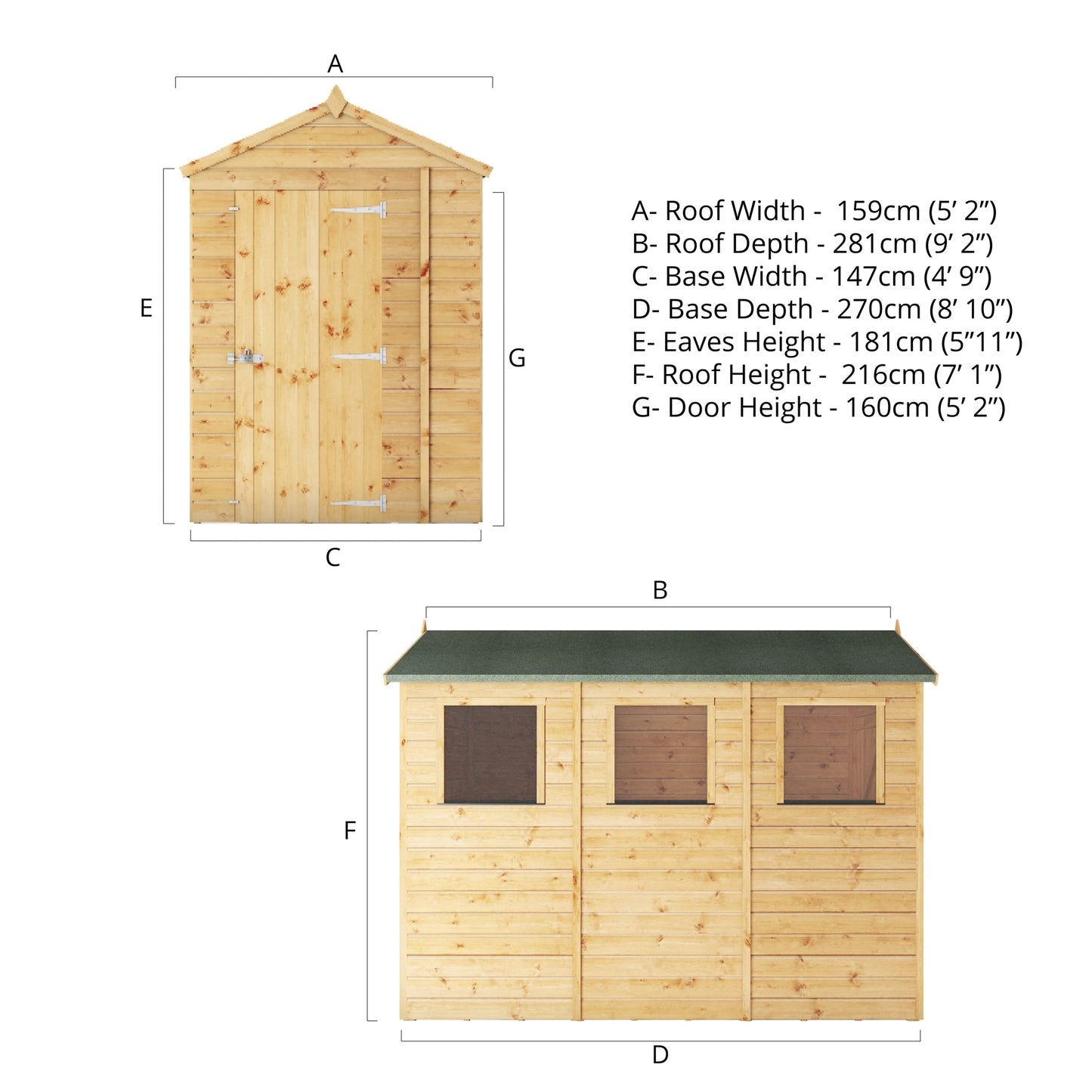 9 x 5 Modular Shiplap Apex Wooden Shed