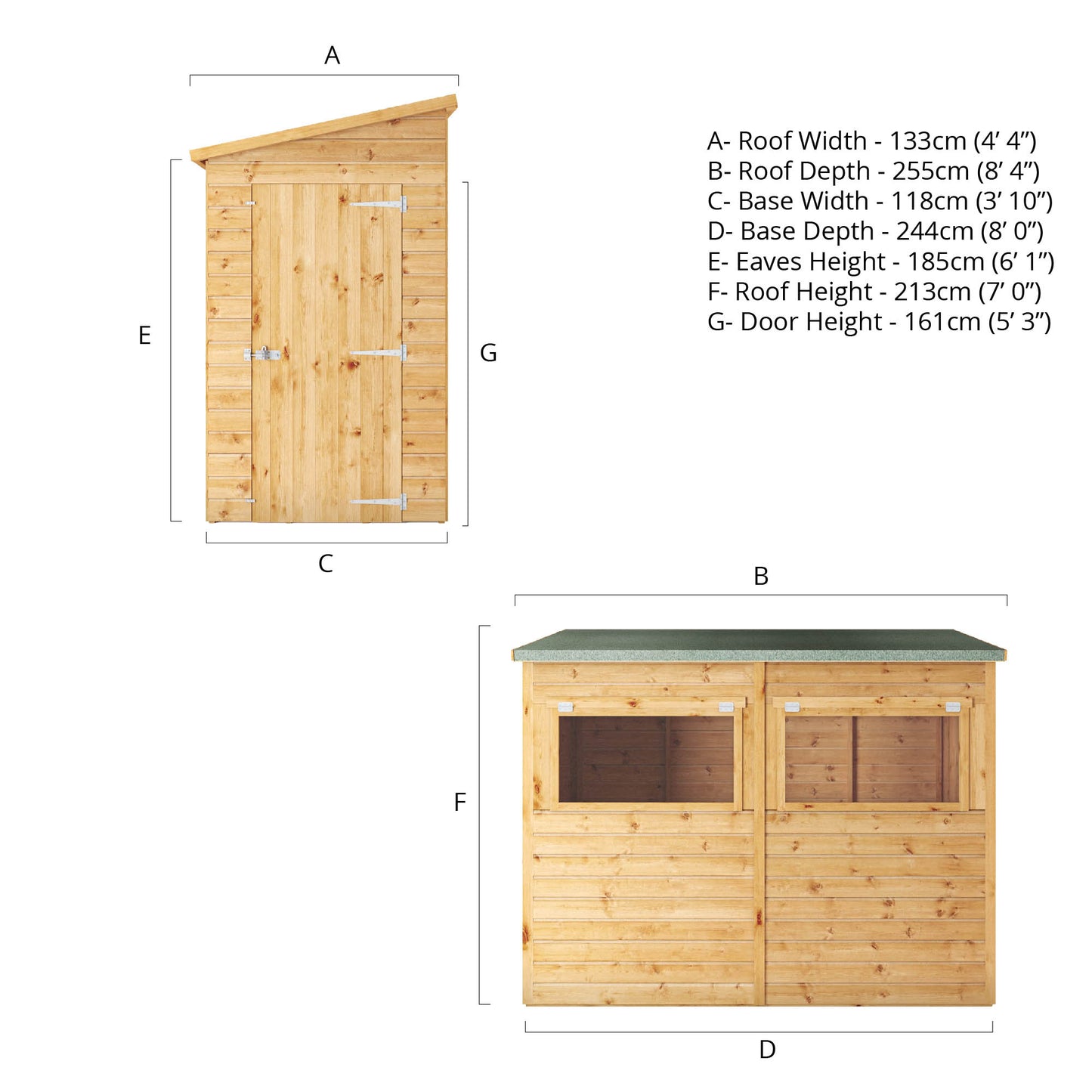 8 x 4 Shiplap Pent Garden Shed