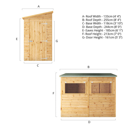 8 x 4 Shiplap Pent Garden Shed