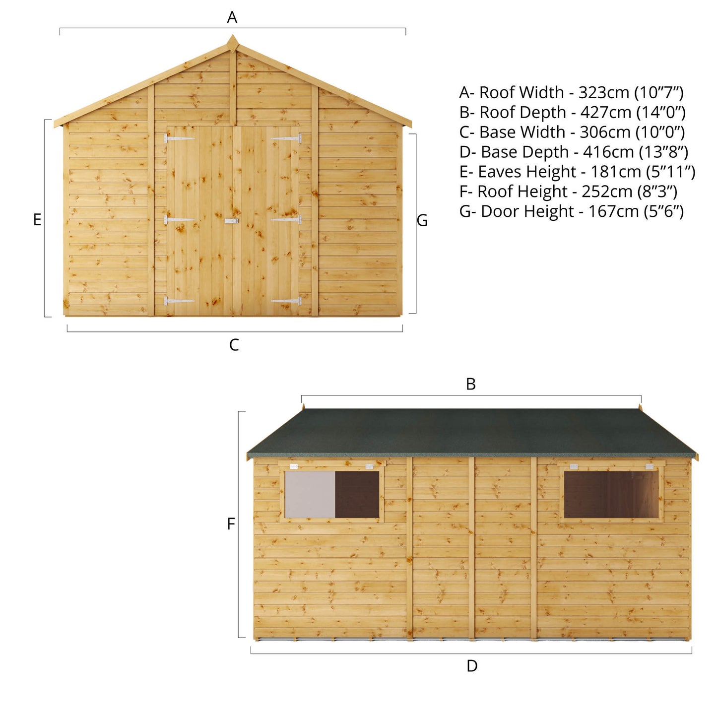 14 x 10 Ready Painted Premium Shiplap Apex Workshop