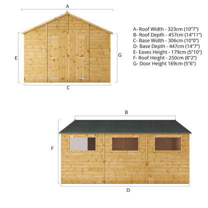 15 x 10 Ready Painted Premium Shiplap Apex Workshop