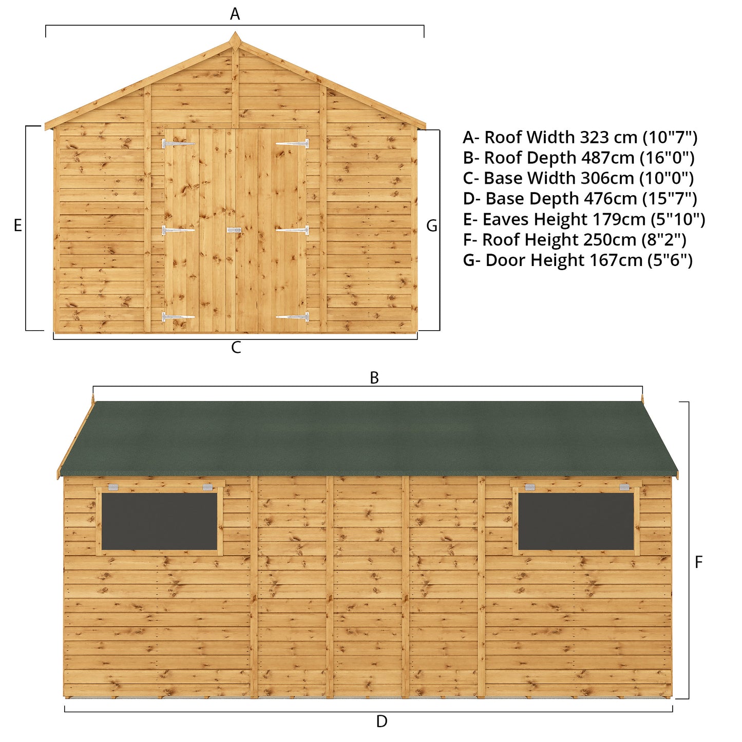 16 x 10 Ready Painted Premium Shiplap Apex Workshop