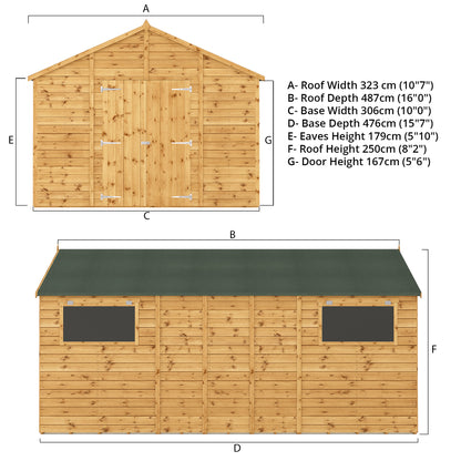 16 x 10 Ready Painted Premium Shiplap Apex Workshop