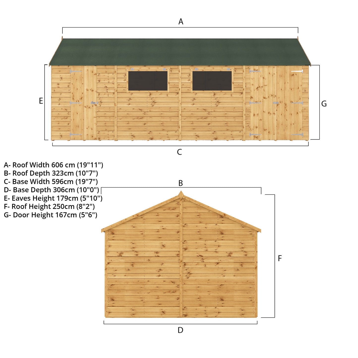 20 x 10 Ready Painted Premium Shiplap Reverse Apex Workshop