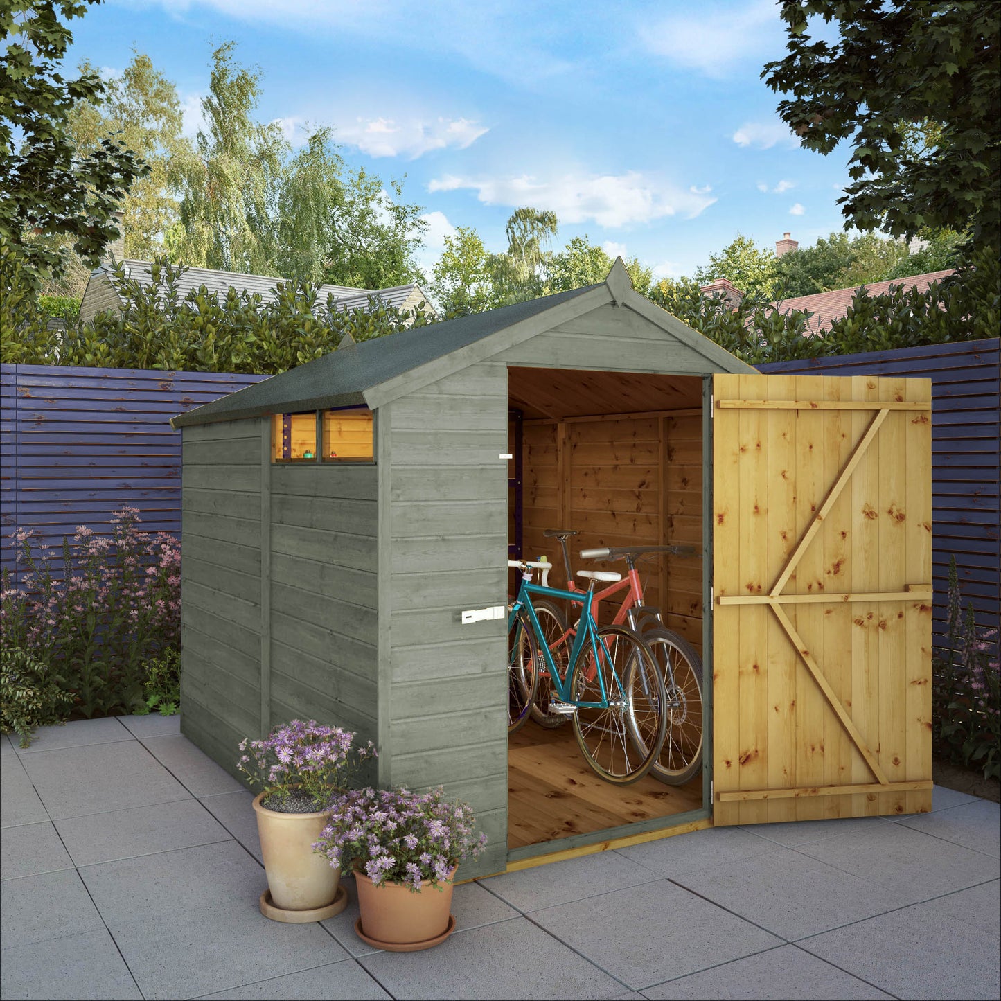 8 x 6 Ready Painted Security Shiplap Apex Wooden Shed