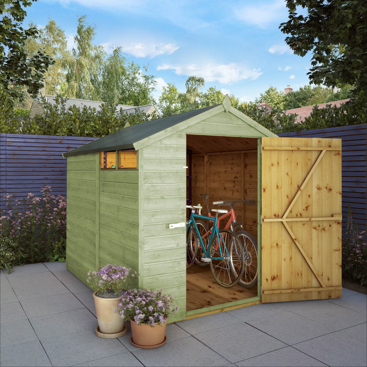 8 x 6 Ready Painted Security Shiplap Apex Wooden Shed