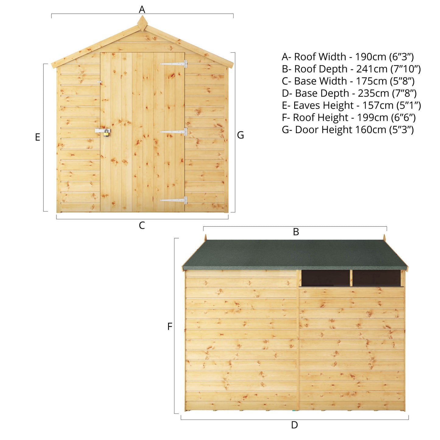 8 x 6 Ready Painted Security Shiplap Apex Wooden Shed