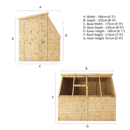 8 x 6 Ready Painted Shiplap Premium Potting Shed