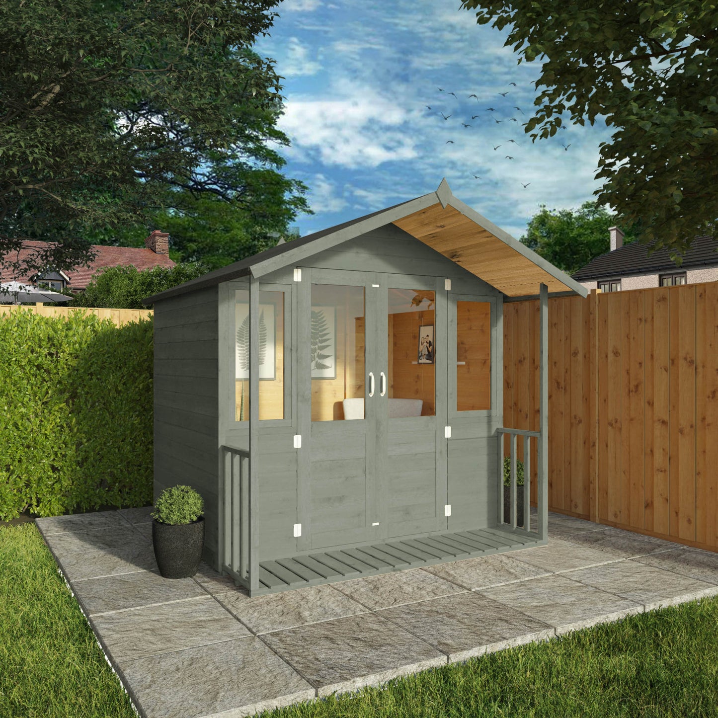 7 x 7 Ready Painted Bournemouth Wooden Summerhouse