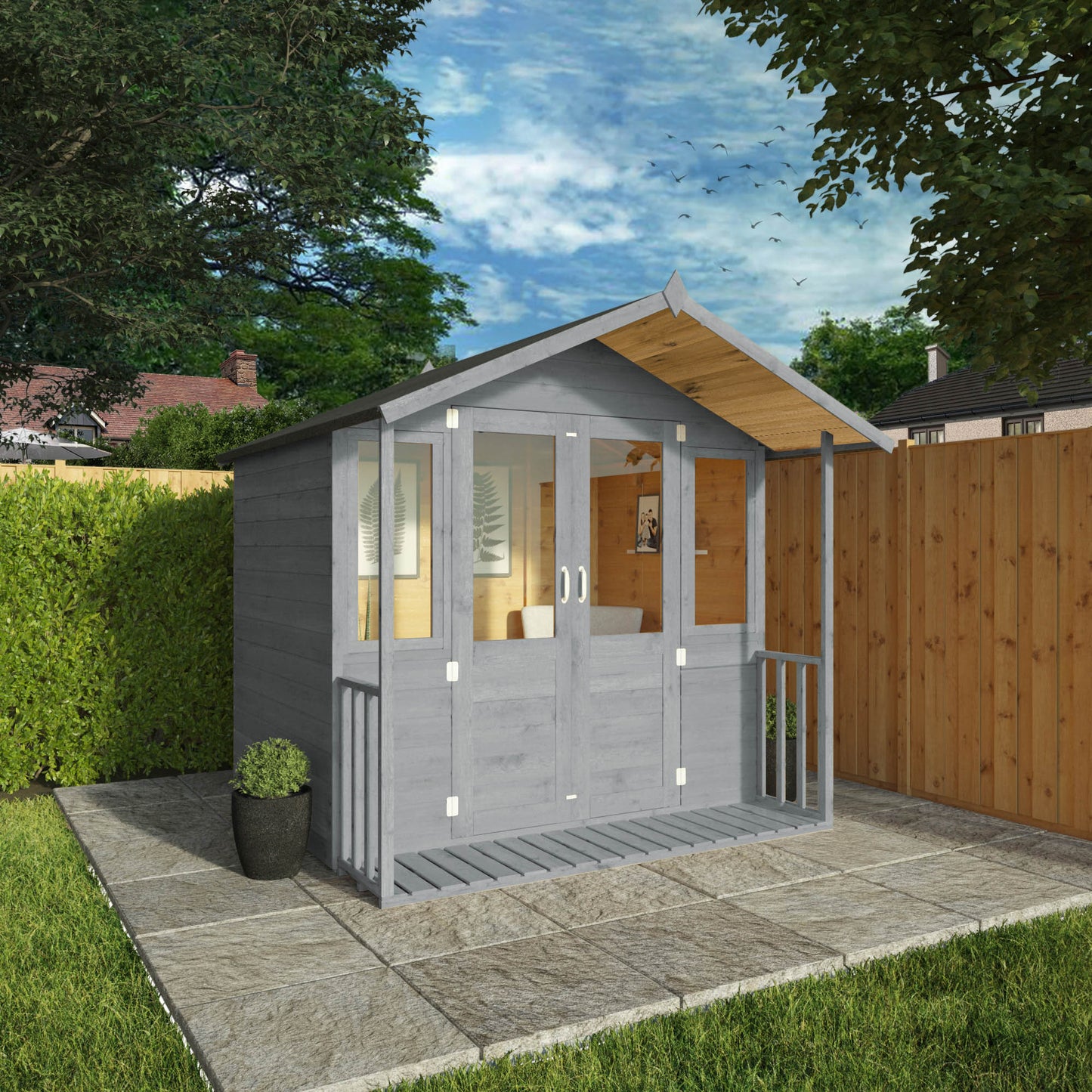 7 x 7 Ready Painted Bournemouth Wooden Summerhouse