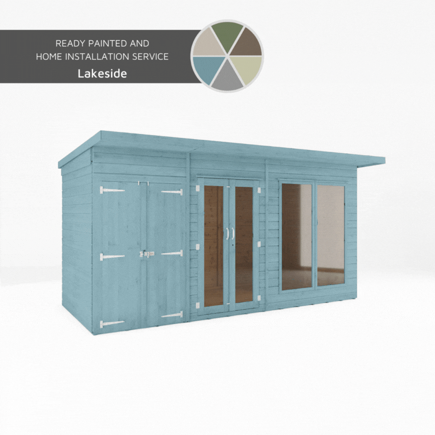 A gif of a summerhouse painted in a variety of colours