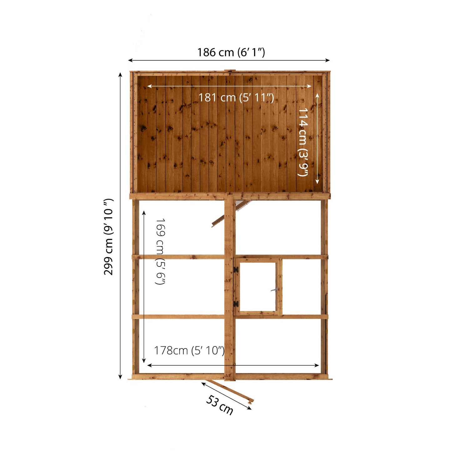 10 x 6 Ready Painted Shiplap Combi Greenhouse & Wooden Storage Shed