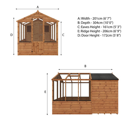 10 x 6 Ready Painted Shiplap Combi Greenhouse & Wooden Storage Shed