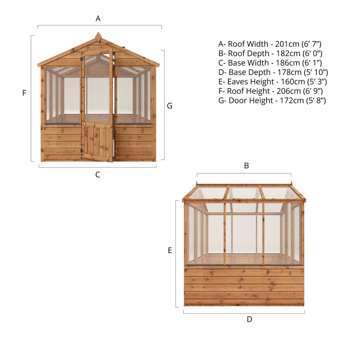 6 x 6 Ready Painted Evesham Wooden Greenhouse