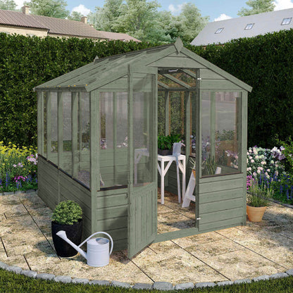 8 x 6 Ready Painted Evesham Wooden Greenhouse