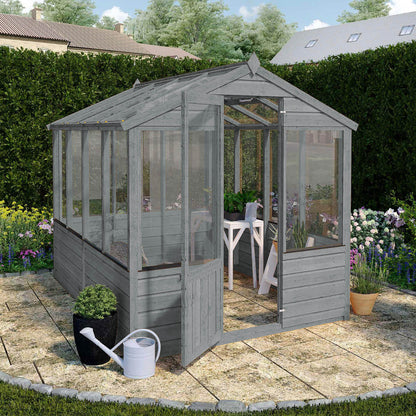 8 x 6 Ready Painted Evesham Wooden Greenhouse