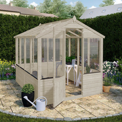 8 x 6 Ready Painted Evesham Wooden Greenhouse