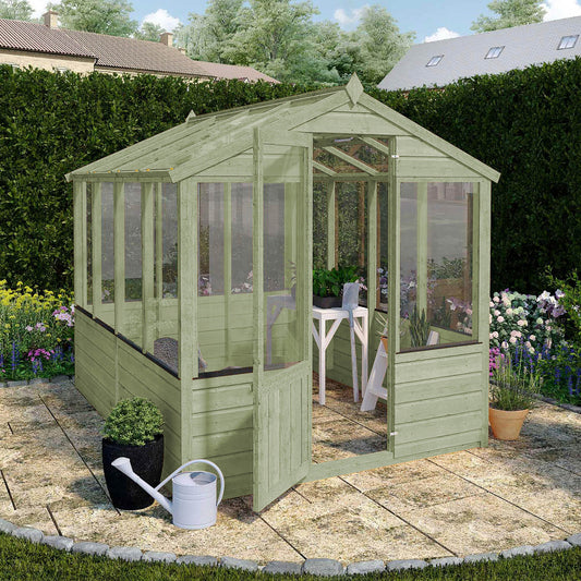 8 x 6 Ready Painted Evesham Wooden Greenhouse