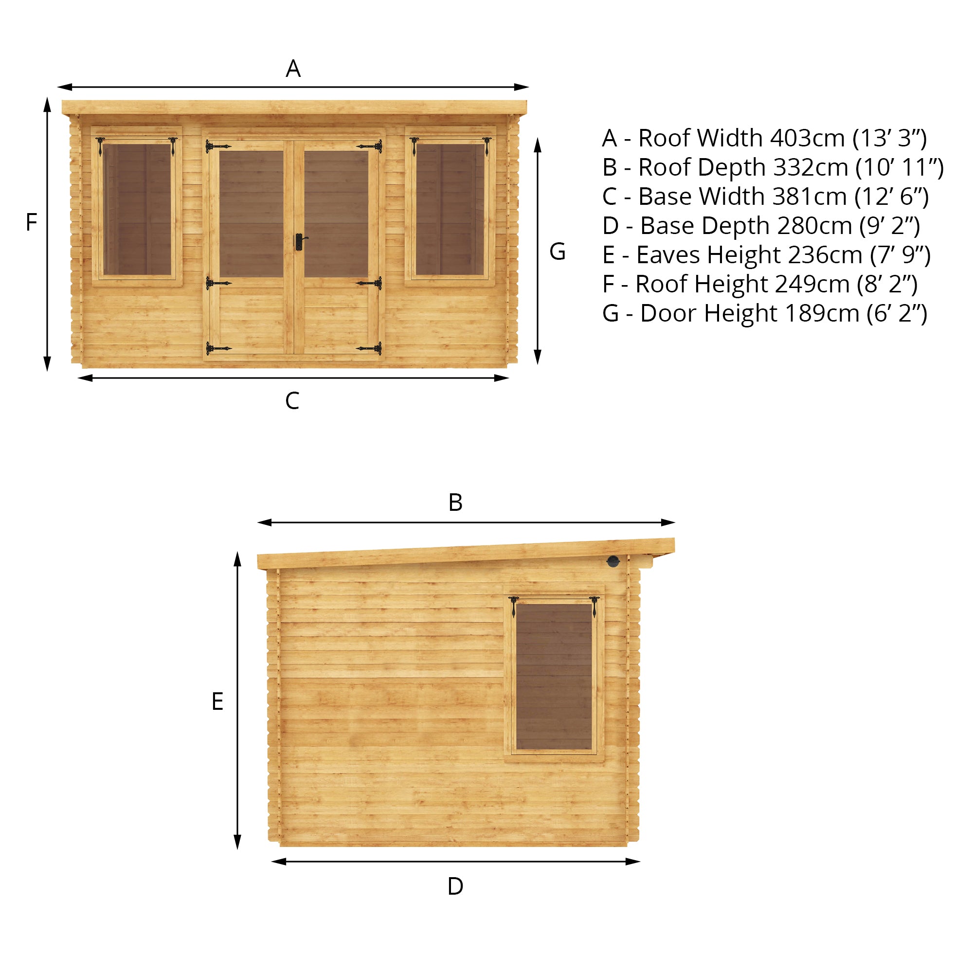 4m X 3m Pent Log Cabin – Waltons