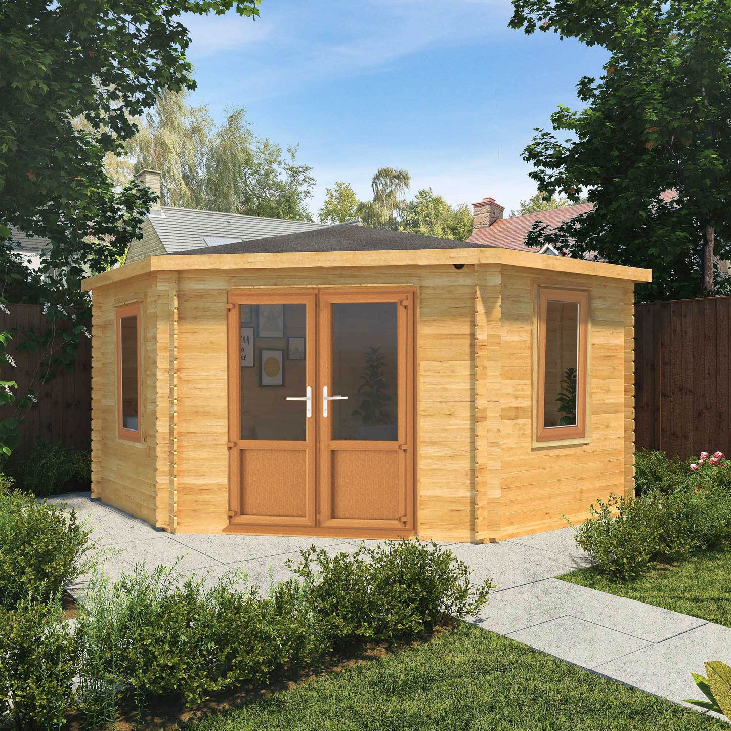 The 4m x 4m Goldcrest Corner Log Cabin