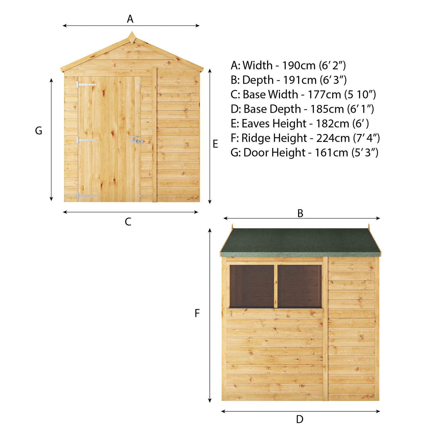 6 x 6 Woodsman Shiplap Apex Wooden Shed