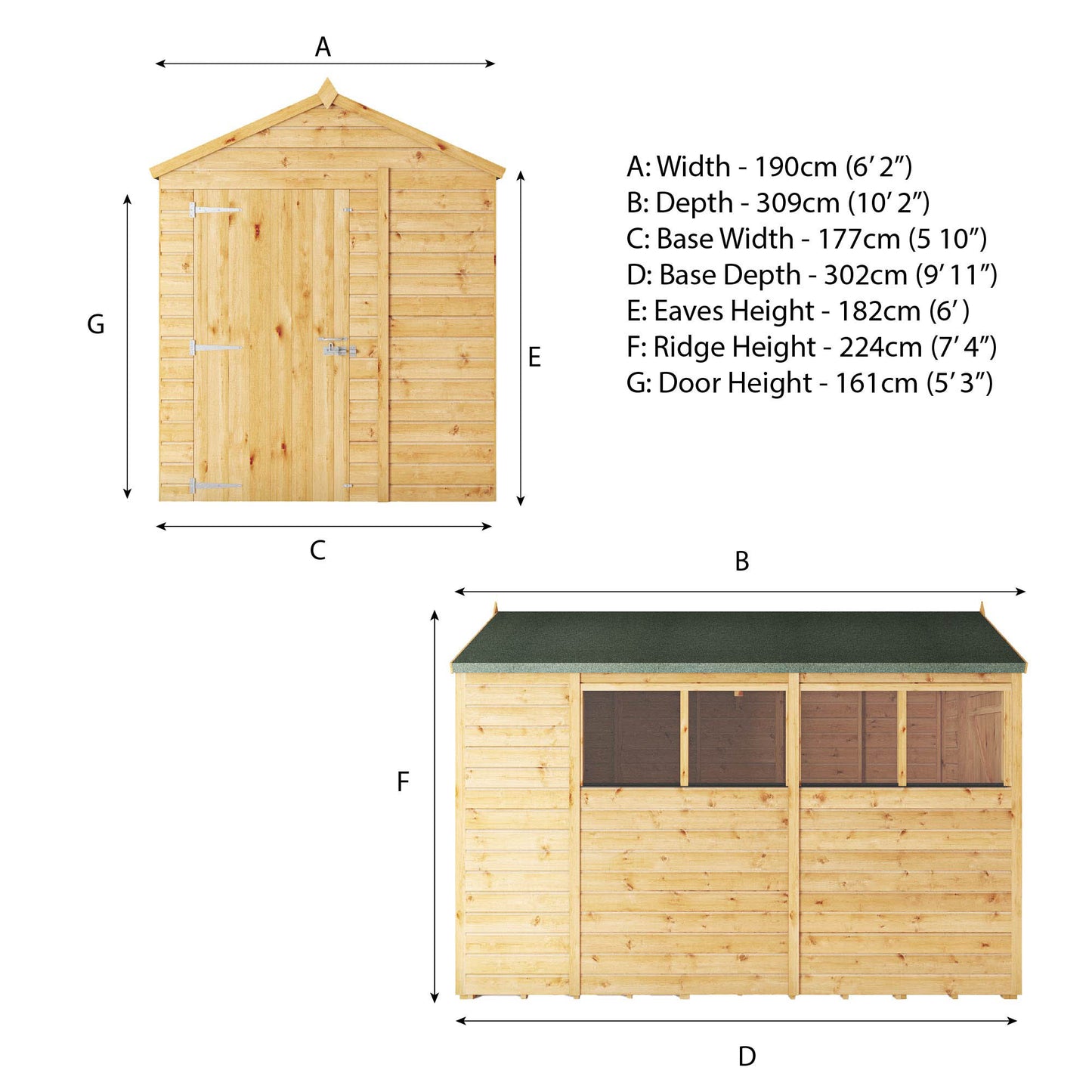 10 x 6 Woodsman Shiplap Apex Wooden Shed