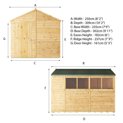 10 x 8 Woodsman Shiplap Apex Wooden Shed